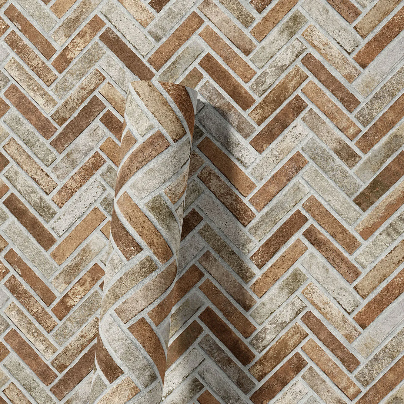 Tan Embossed Wallpaper – Chevron Reflection (23105-3)